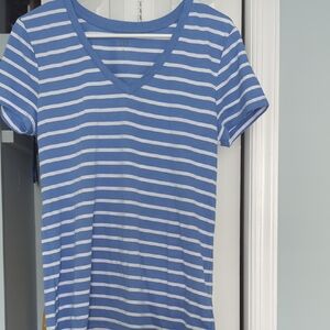 GAP Blue and White Fitted Short Sleeve Tee
